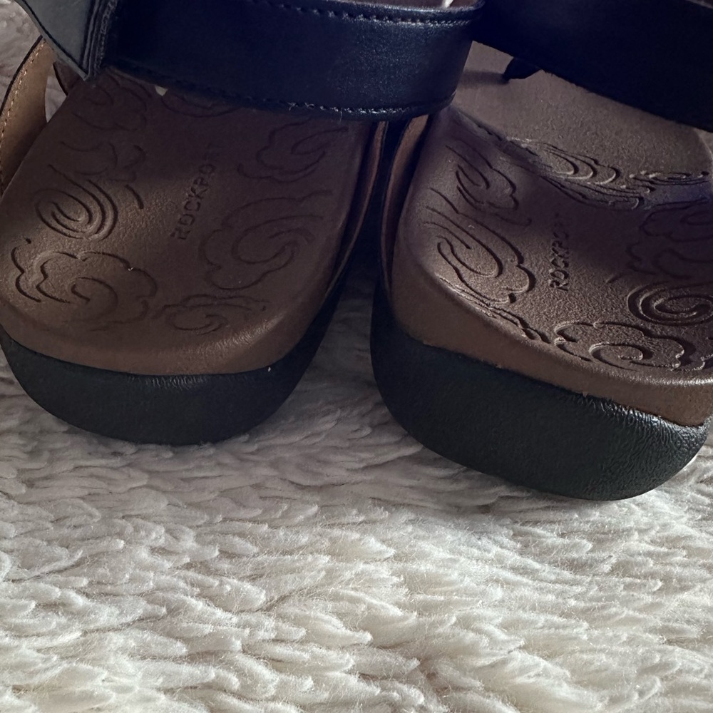 ROCKPORT size 9.5 women's Black Ridge Slingback Leather Sandals NEW - Picture 9 of 16